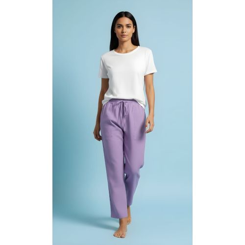 Lavender Relaxed Fit Ladies Cotton Pant