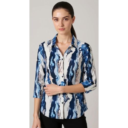 Marble Print Chiffon Shirt for Women