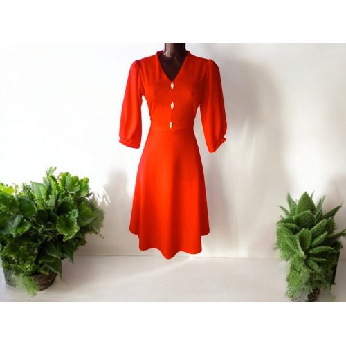 Solid Red Textured One Piece Dress