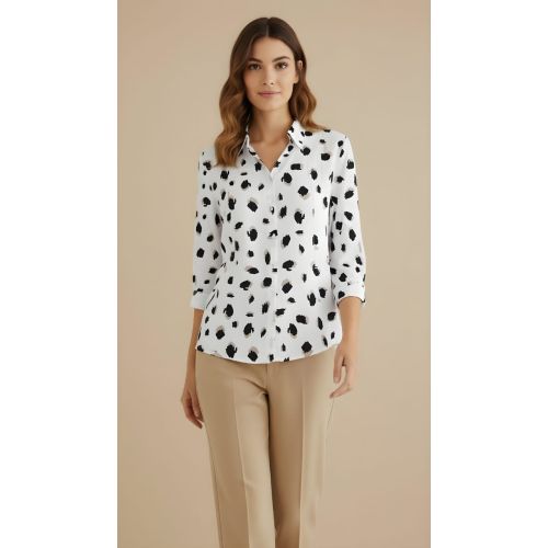 Spot Print Chiffon Shirt for Women