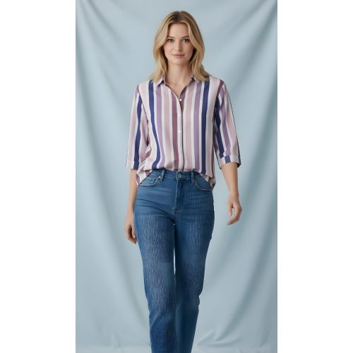 Striped Women Chiffon Shirt