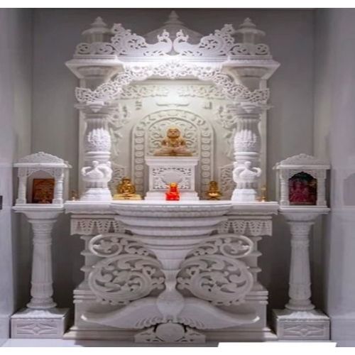 7 Feet White Jain Marble Temple