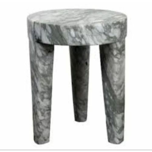 Gray Round Marble Stool