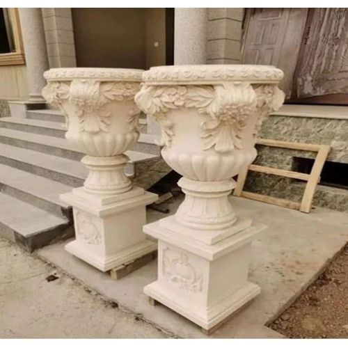 Hand Carved Marble Flower Pot