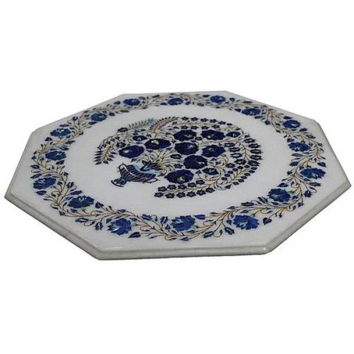 Hand Painted White Marble Tile
