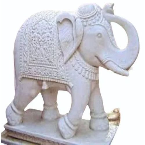 White Marble Elephant Statue