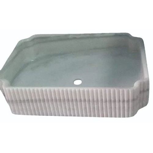 White Rectangle Makrana Marble Wash Basin