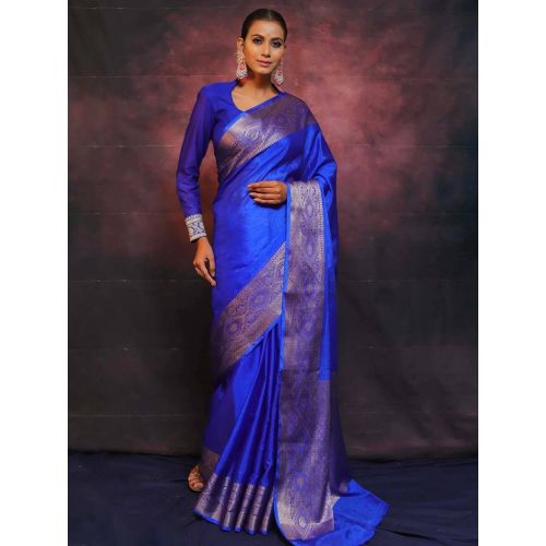Royal Blue Soft Lichi Silk Sarees