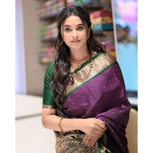 Checked Soft Lichi Silk Sarees