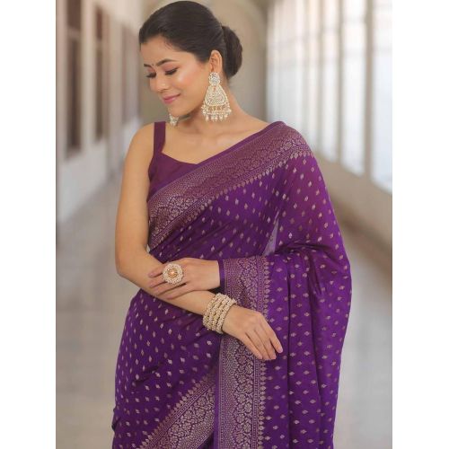 Magenta Soft Lichi Silk Sarees