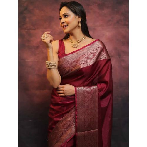 Maroon Soft Lichi Silk Sarees
