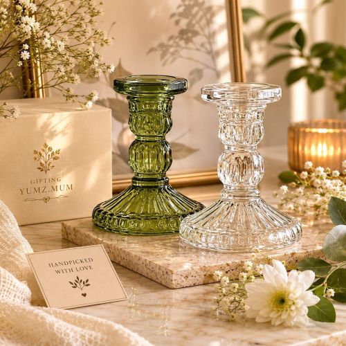 Ribbed Glass Candle Stand