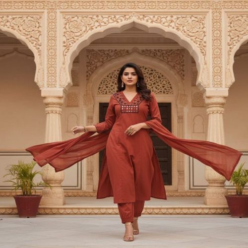 Ladies Brown Cotton Suit