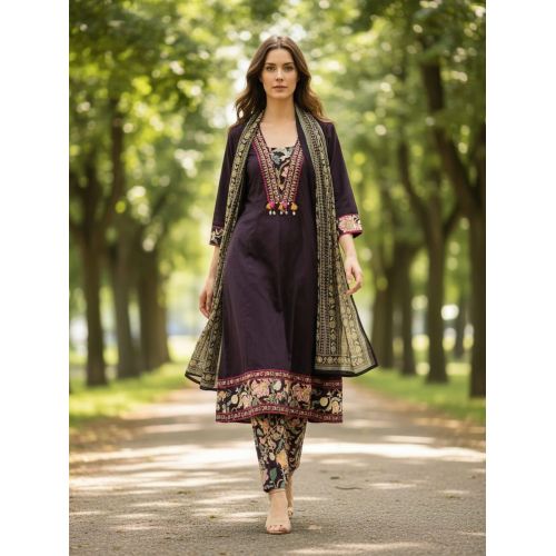Ladies Embroidered Cotton Suit