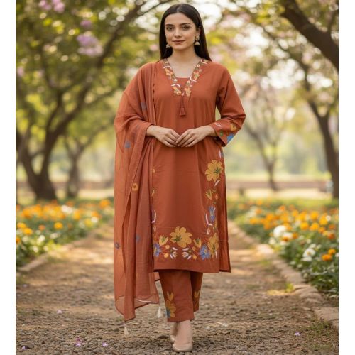 Ladies Floral Cotton Suit