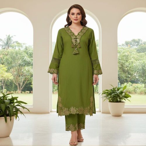 Ladies Green Cotton Suit