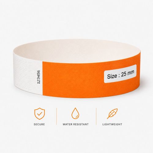 Orange Tyvek Paper Wristband