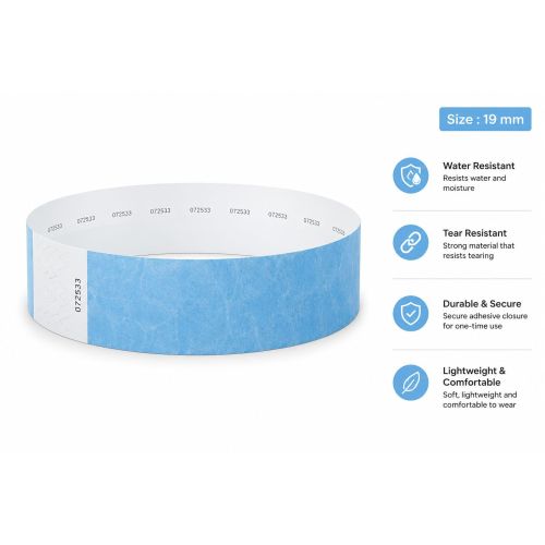 Sky Blue Tyvek Paper Wristband