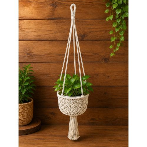 Handmade Cotton Macrame Boho Rope Hanging Planter Basket