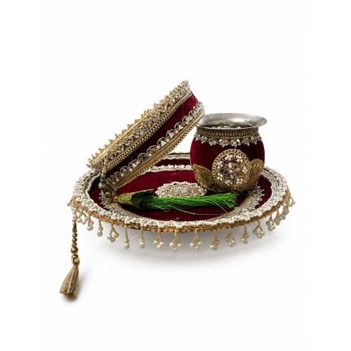 Shree Jagdish Industries Handmade Premium Karwa Chauth Pooja Thali Set