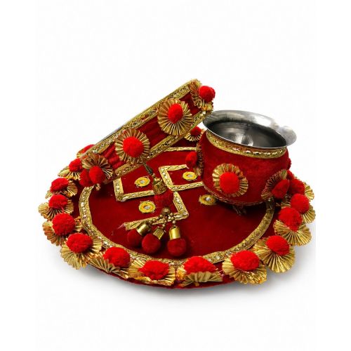 Shree Jagdish Industries Premium Velvet Karwa Chauth Thali Set