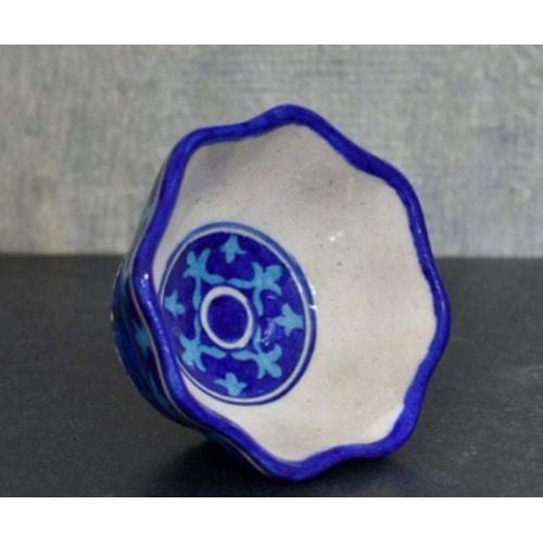 Elegant Blue Pottery Serving Bowl