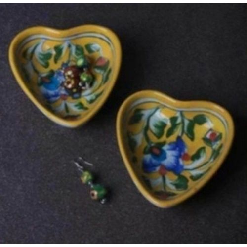 Heart Shape Blue Pottery Trinket Bowl