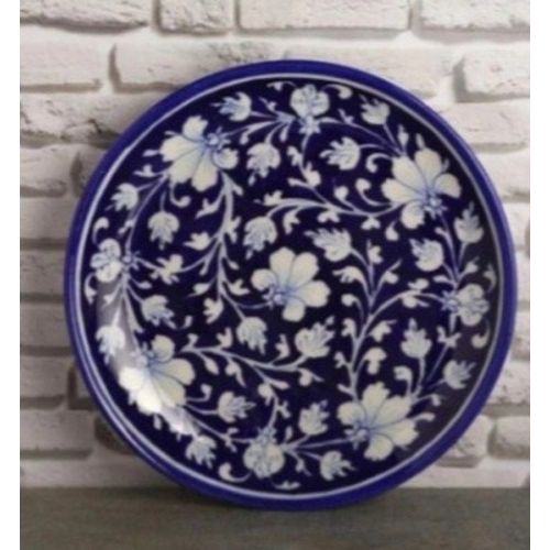Royal Blue Pottery Floral Display Plate