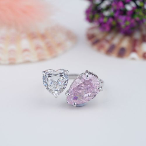 Handcrafted Dual Stone Toi ET Moi Diamond Ring for Women