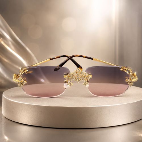 Luxury Gold Frame Iced out Diamond Sunglasses