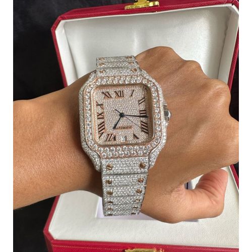 Premium Rose Gold Iced Out Diamond Automatic Watch