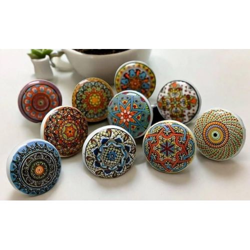 1 Inch Multicolor Designs Handmade Ceramic Drawer Knobs