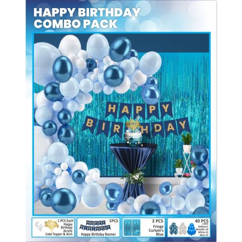 Premium Kit Happy Birthday Blue Decoration Combo Pack
