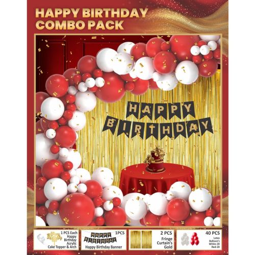 Premium Kit Happy Birthday Red Decoration Combo Pack