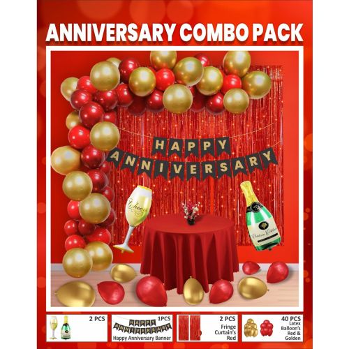 Premium Party Kit Anniversary Combo Pack Red Golden Color Theme