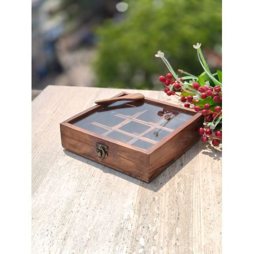 8 X 8 Inch Sheesham Wood Spice Box