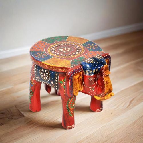 8 X 10 X 8 Inch Wooden Elephant Stool