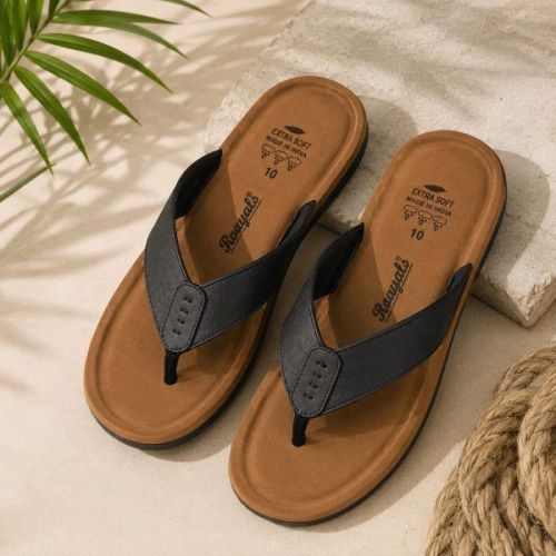 Black and Tan Mens Comfort Flip Flop Slipper