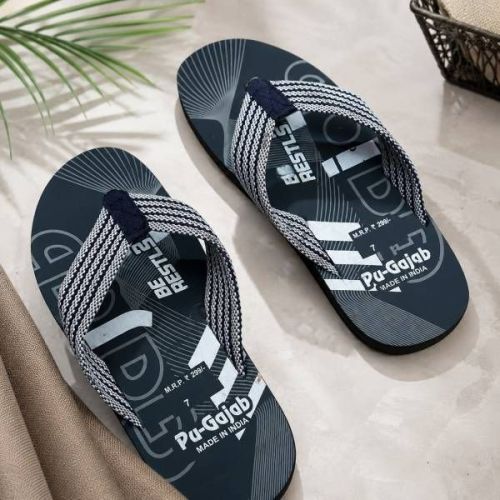 Mens Black and White Casual Wear Flip Flop Slipper