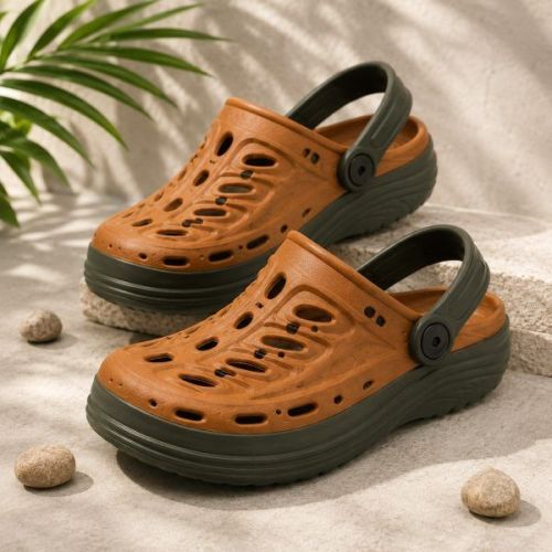 Mens Brown and Olive Green Casual EVA Clogs