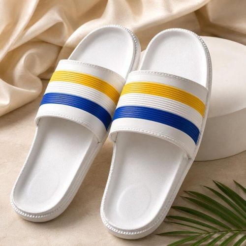 Mens White Premium Casual PVC Slides