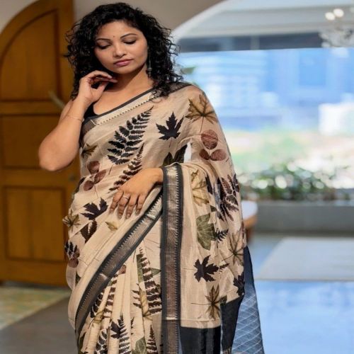 Mangalagiri Printed Linen Saree