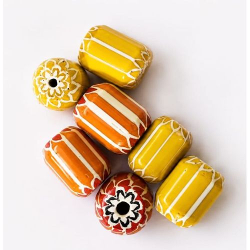Drum Chevron Glass Beads