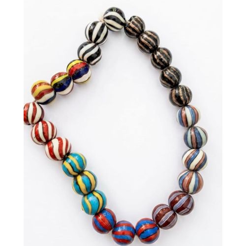 Round Striped Glass Beads