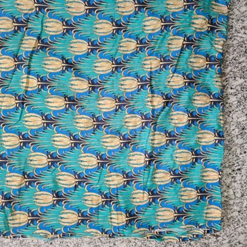 Blue Floral Printed Polyester Fabric