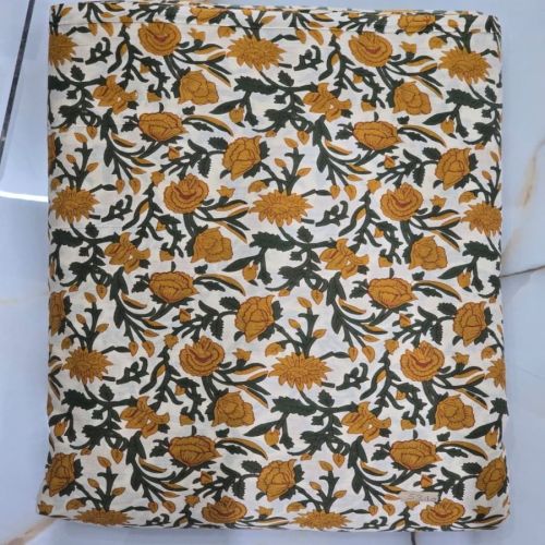 Floral Hand Block Printed Cotton Fabric