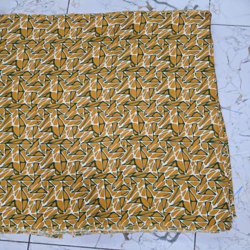Mustard Yellow Geometric Printed Rayon Fabric