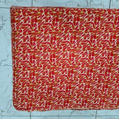 Red Geometric Printed Rayon Fabric