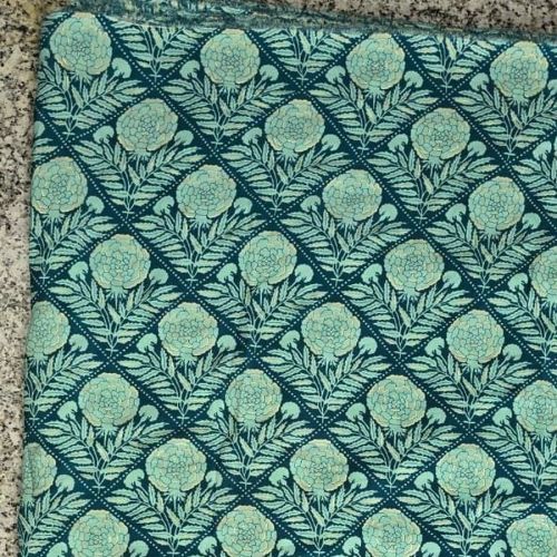 Teal Blue Printed Polyester Fabric