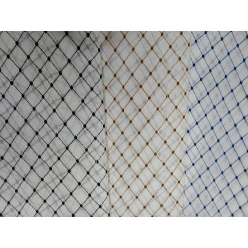White Checked Polyester Fabric